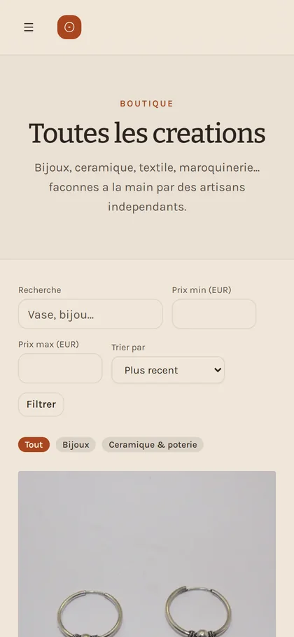 Boutique de Façonné sur téléphone