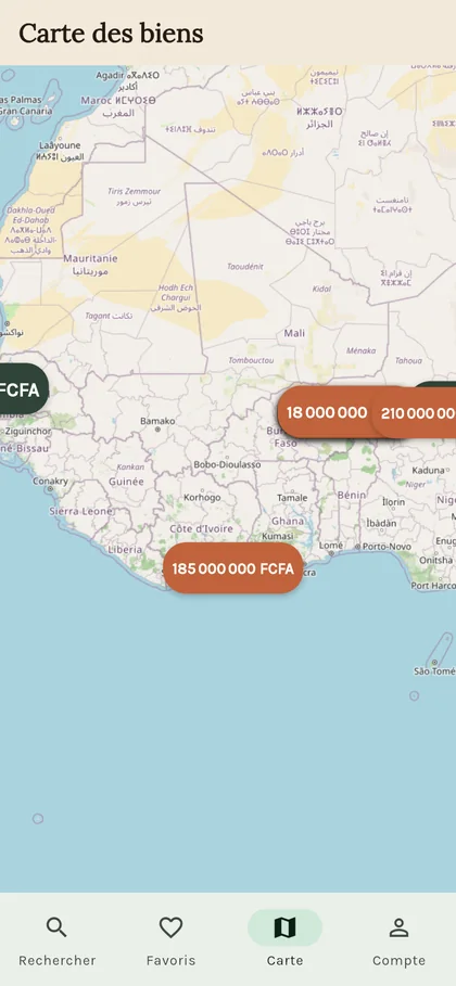 Carte des biens sur Gida