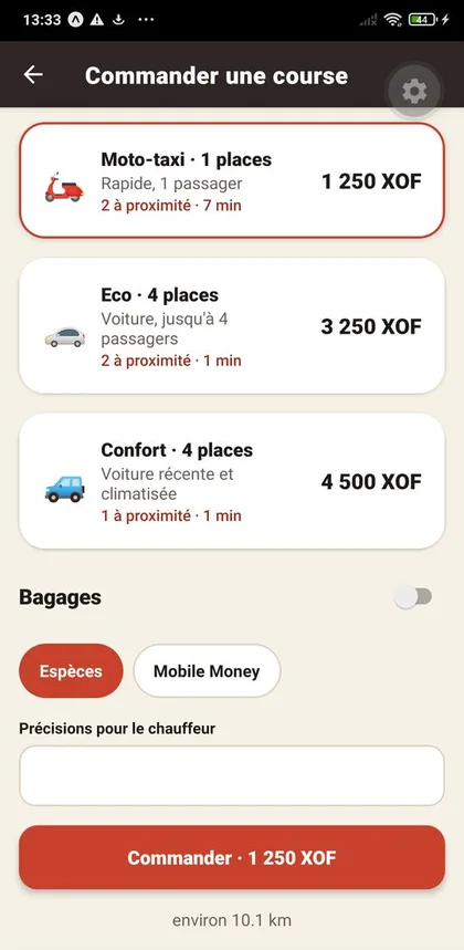 Yalla : choix de la course et prix de chaque catégorie