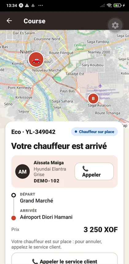 Yalla : suivi du chauffeur sur la carte